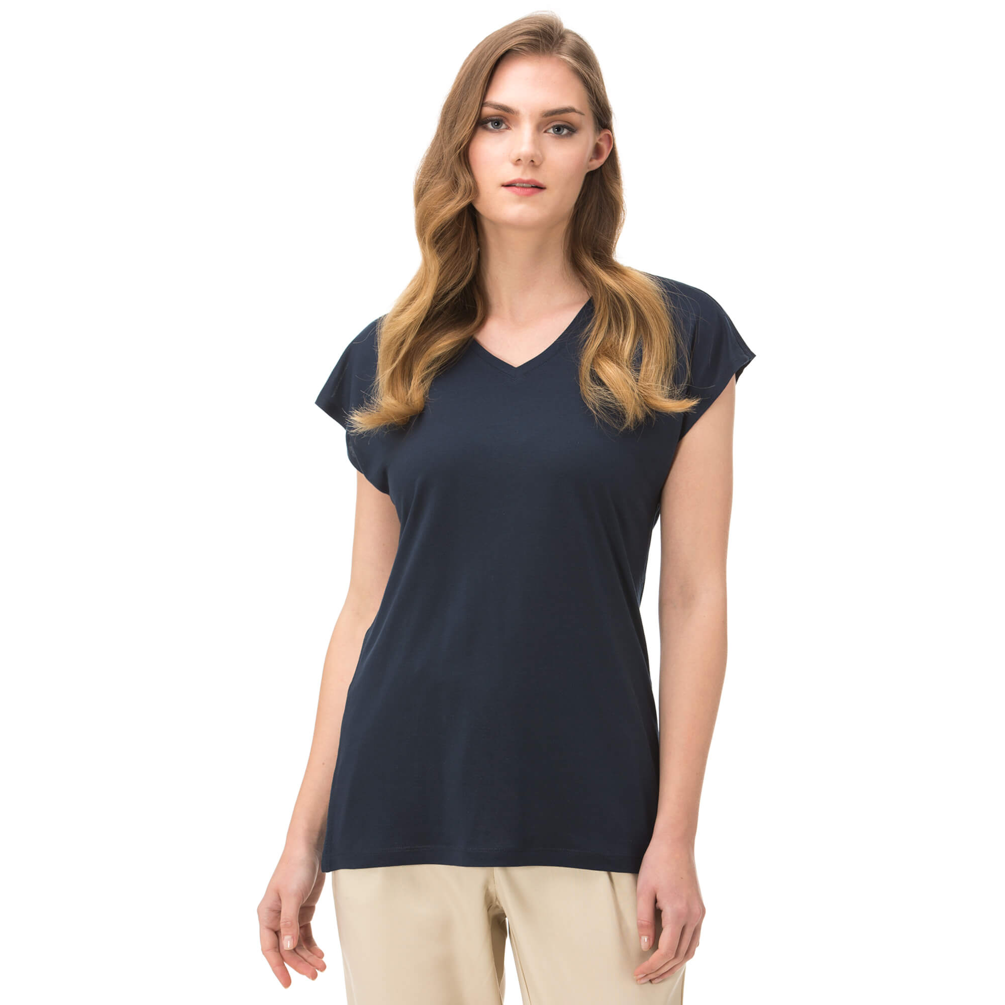 Nautica Kadın V Yaka Lacivert T-Shirt