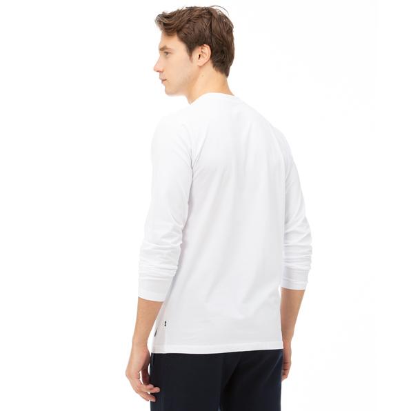 NAUTICA Erkek Beyaz Uzun Kollu Standart Fit Baskılı T-Shirt