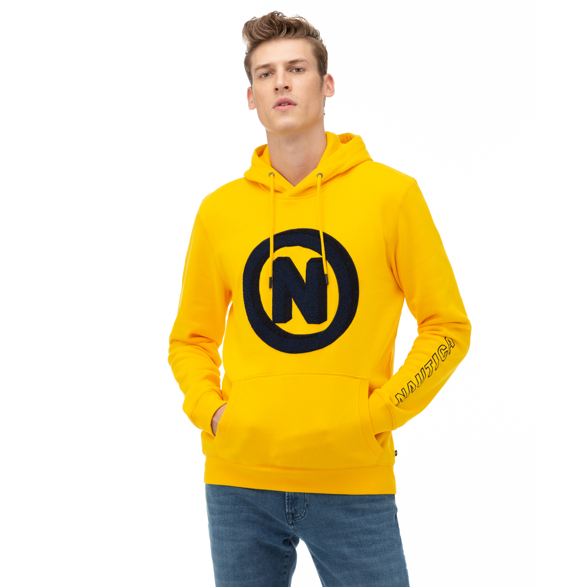Nautica NAUTICA Erkek Sarı Baskılı Sweatshirt. 1