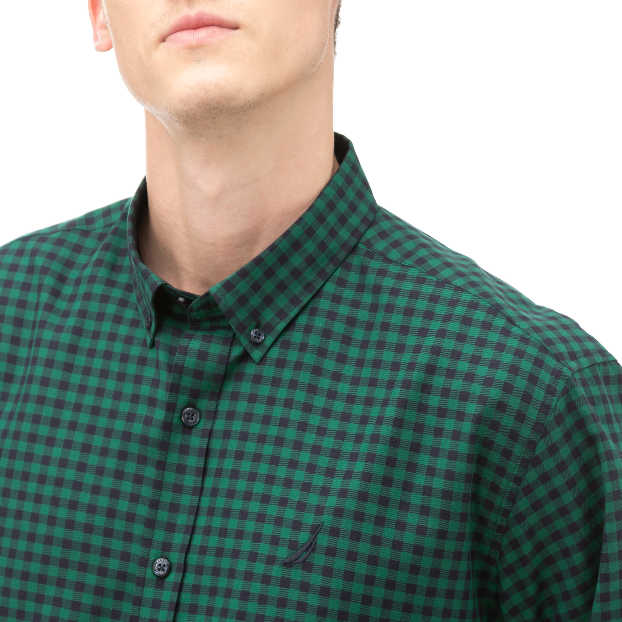 NAUTICA Erkek Yeşil Classic Fit Kareli Gömlek