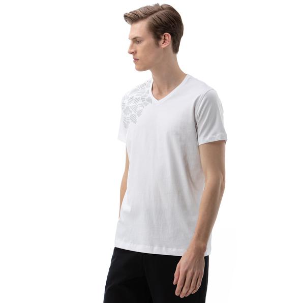 Nautica Erkek Beyaz V-Yaka T-Shirt. 5