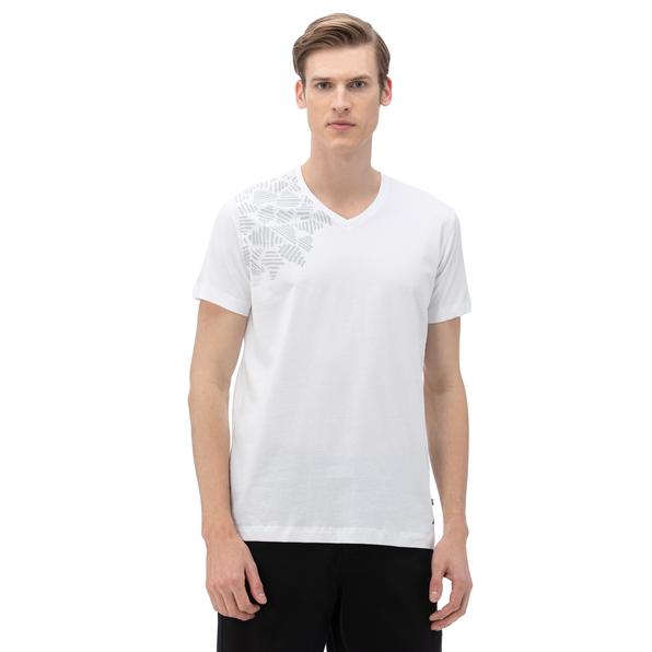 Nautica Erkek Beyaz V-Yaka T-Shirt. 2