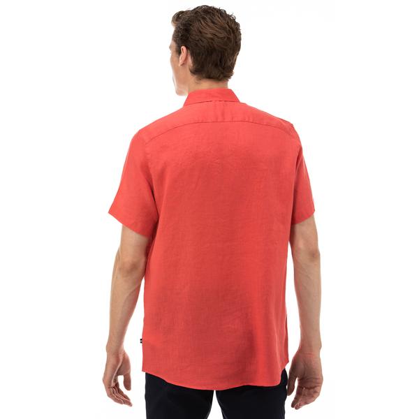 NAUTICA Erkek Classic Fit Kırmızı Kısa Kollu Gömlek