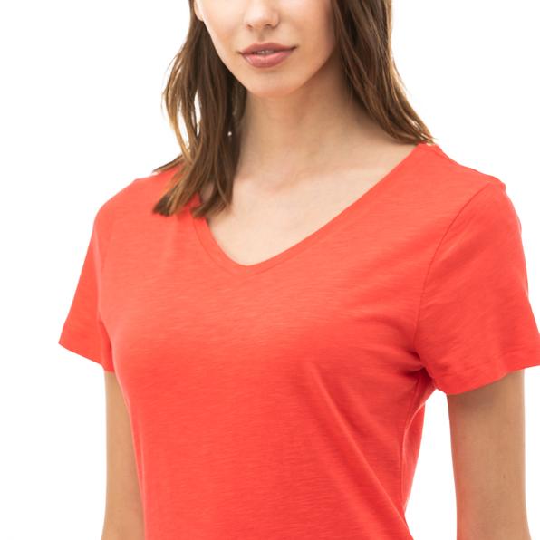 Nautica Kadın Kırmızı V-Yaka T-Shirt. 6