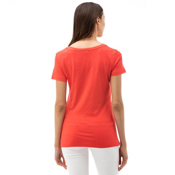 Nautica Kadın Kırmızı V-Yaka T-Shirt. 3
