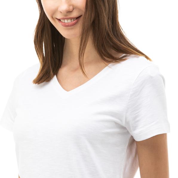 Nautica Kadın Beyaz V-Yaka T-Shirt. 5