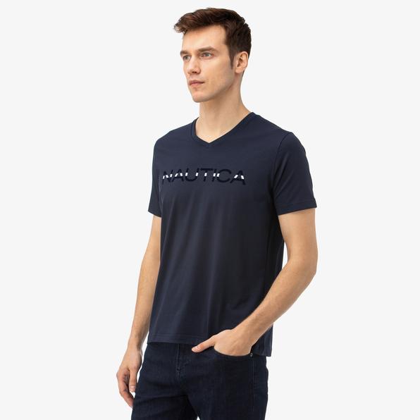 Nautica Erkek Lacivert V-Yaka T-Shirt. 5
